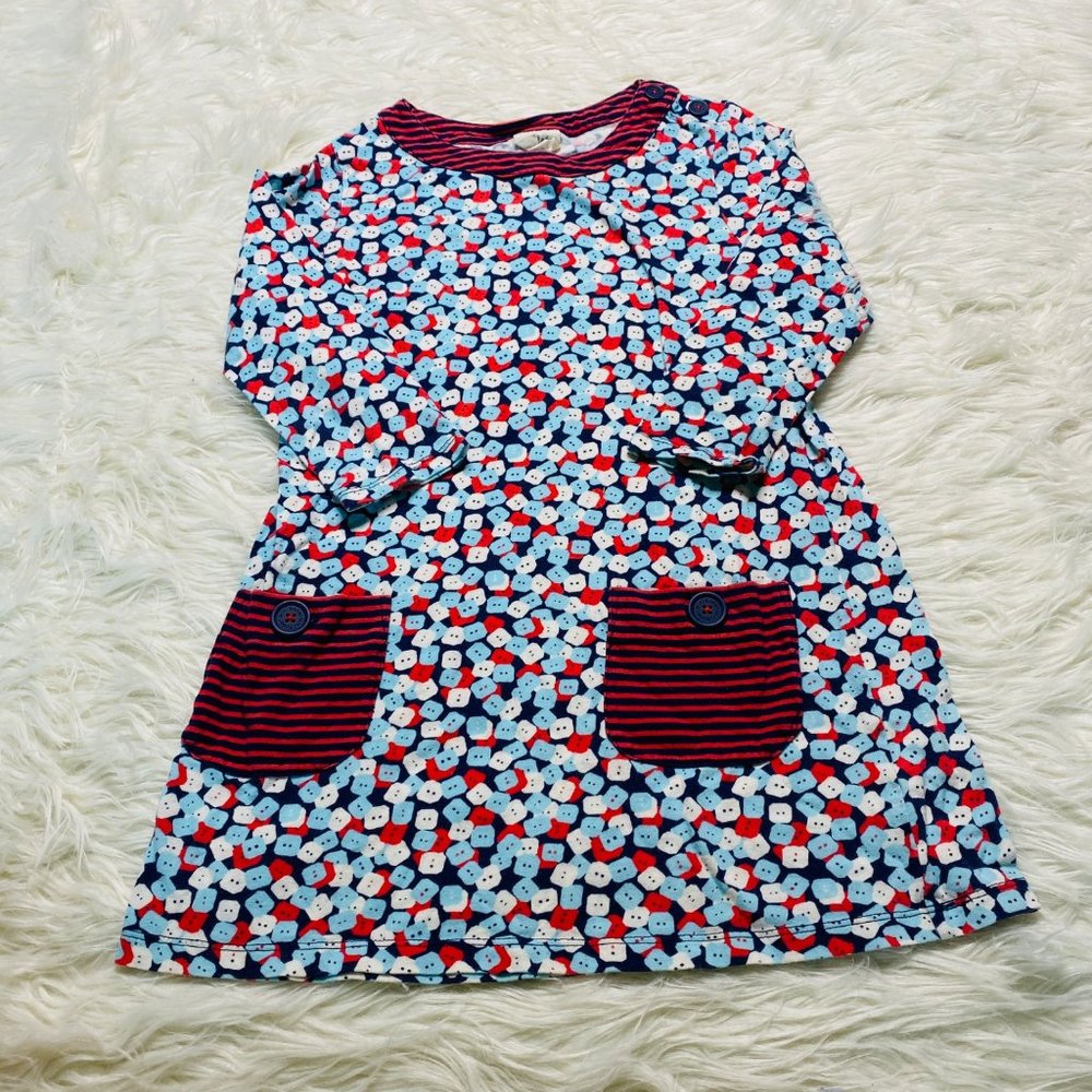 Mini Boden Long Sleeve Tunic Dress Girl's Multicolor Button Design Size 11-12Y